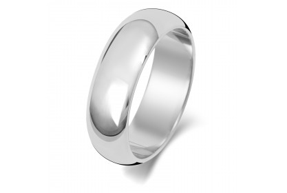 9ct White Gold D Shape 6mm Heavyweight Band